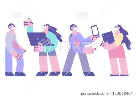 Working during covid-19 pandemic concept 133698404