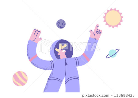 Astronaut during work in space concept. Astronaut during work in space concept. 133698423