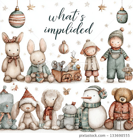 Charming Christmas Illustrations Featuring Elves Santa Animals Trucks and Festive Decor Charming Christmas Illustrations Featuring Elves Santa Animals Trucks and Festive Decor 133698555