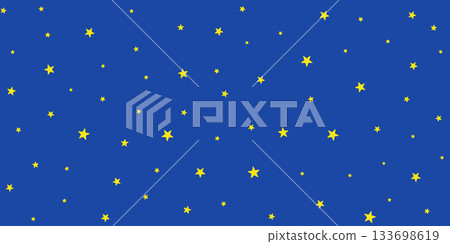 Cute yellow stars scattered on a blue background. Seamless pattern. Best for fabrics, kids textiles, candy wrapping paper. Perfect for space themes, nighttime and magical designs. Vector illustration Cute yellow stars scattered on a blue background. Seamless pattern. Best for fabrics, kids textiles, candy wrapping paper. Perfect for space themes, nighttime and magical designs. Vector illustration 133698619