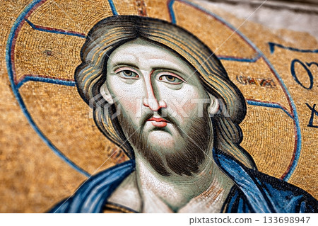 Jesus christ mosaic from hagia sophia close up 133698947