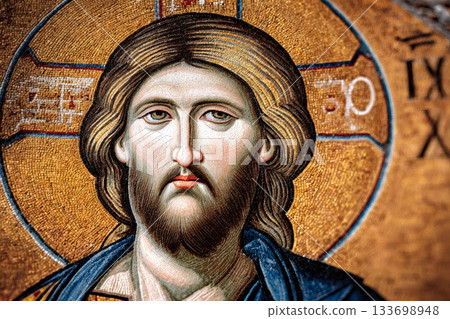 Jesus christ mosaic art depicting religious faith 133698948
