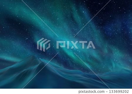 Aurora borealis in the night starry sky. 133699202