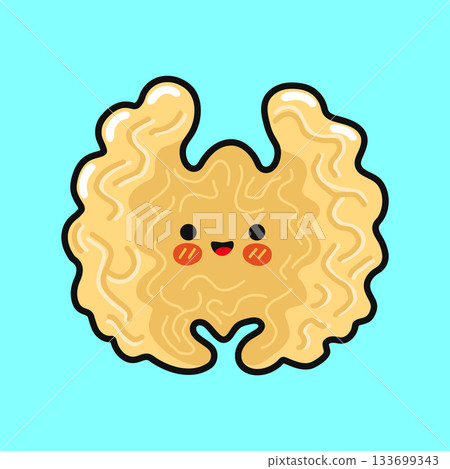 Cute smiling walnut brain character illustration 133699343