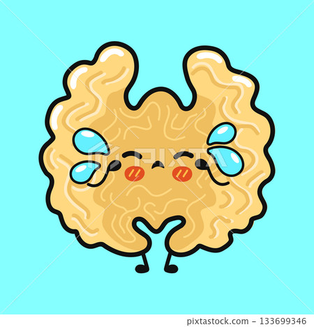 Crying walnut character feeling sad emotion 133699346