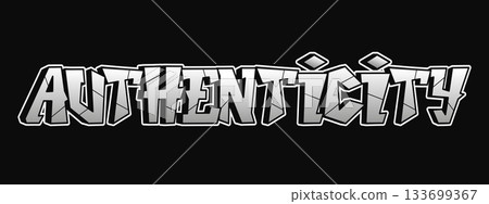 Authenticity word in graffiti style typography Authenticity word in graffiti style typography 133699367