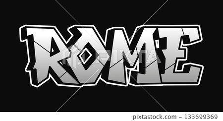 Rome text street art style vector lettering 133699369