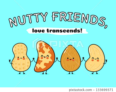 Nutty friends holding hands symbolizing friendship and love 133699371