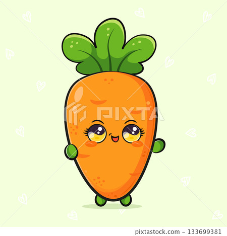 Cute cartoon carrot character standing and smiling 133699381