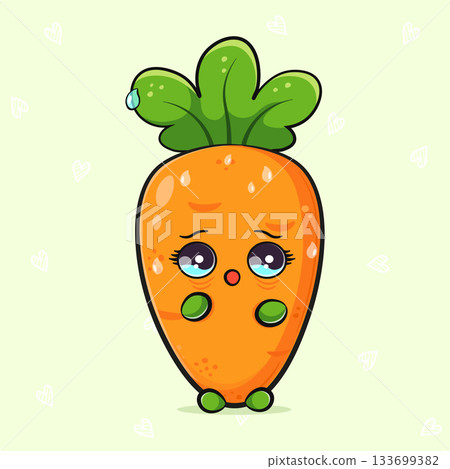 Crying cartoon carrot character feeling sad and upset Crying cartoon carrot character feeling sad and upset 133699382
