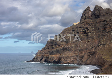 Coastal mountains, Punta de Hidalgo, Tenerife, Spain Coastal mountains, Punta de Hidalgo, Tenerife, Spain 133699947