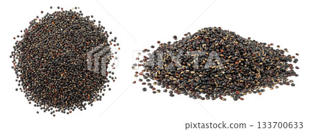 black quinoa seeds isolated on white background. Top view. Flat lay 133700633