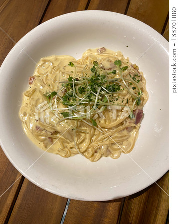 Creamy Pasta Carbonara Plate 133701080