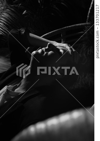 Backstage scene with smoky ambiance and cinematic depth effect 133701217