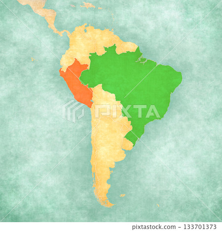 Map of South America - Brazil and Peru 133701373