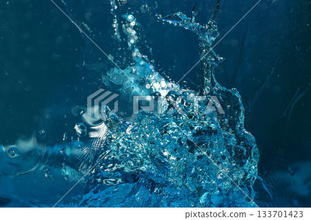 深藍背景上的水濺 133701423