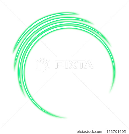 Green circle swirl frame on transparent background 133701605
