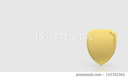Golden Security Shield Protection Symbol 3d render. Golden Security Shield Protection Symbol 3d render. 133702362