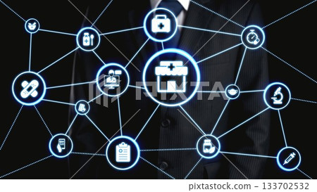 Online pharmacy icons for digital healthcare and medical services Gist 133702532