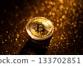 Bitcoin virtual money and fiat money coins euro 133702851