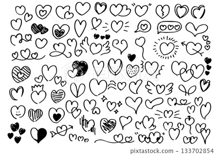 Set of heart illustration materials vector 133702854
