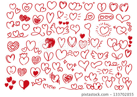 Set of heart illustration materials vector Set of heart illustration materials vector 133702855