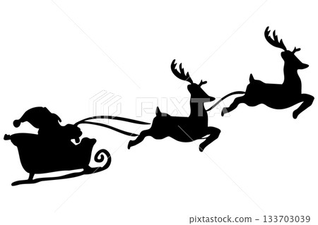 Santa and reindeer silhouette | Christmas sleigh and Santa Claus illustration material (vector) Santa and reindeer silhouette | Christmas sleigh and Santa Claus illustration material (vector) 133703039