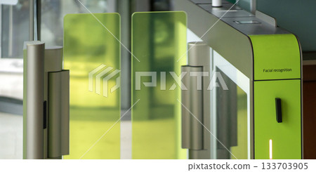 Checkpoint at the airport with electronic gates. Checkpoint at the airport with electronic gates. 133703905