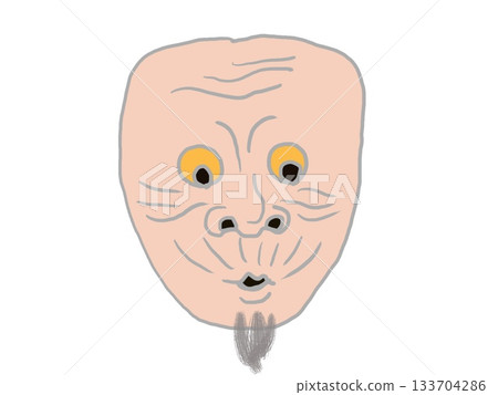 Illustration of a Kyogen mask with a limp face 133704286