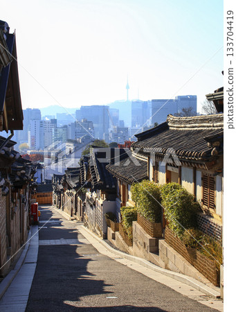 Bukchon hanok village in Seoul. Korea. Bukchon hanok village in Seoul. Korea. 133704419
