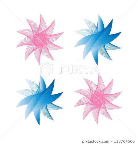 Vibrant Pink and Blue Abstract Starburst Patterns for Creative Design and Decoration 133704506