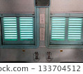 closed window inside the Indian railway train. 133704512