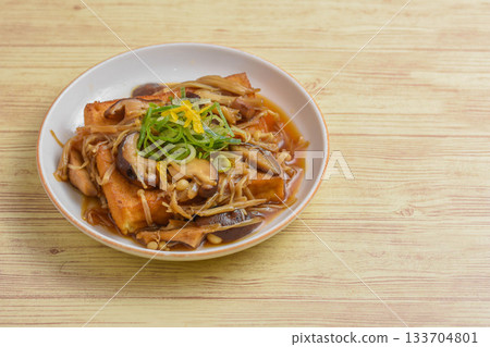 Deep-fried tofu with mushrooms Deep-fried tofu with mushrooms 133704801