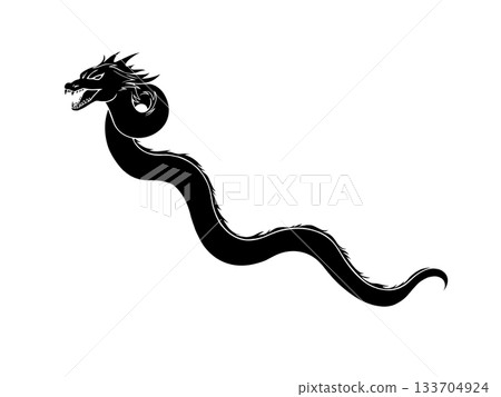 九頭蛇怪獸的黑白插圖（有白色邊框） 133704924