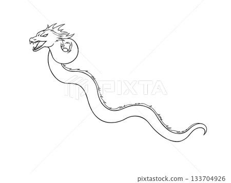 九頭蛇怪獸的線條描插圖 133704926