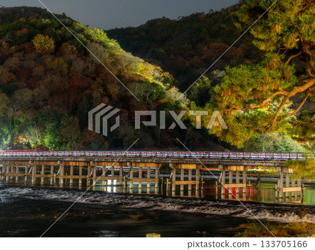 Togetsukyo Bridge and the illuminated night view of Arashiyama 133705166