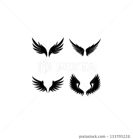 Wings black icons vector set. Modern minimalistic design. Wings black icons vector set. Modern minimalistic design. 133705228