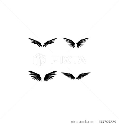 Wings black icons vector set. Modern minimalistic design. Wings black icons vector set. Modern minimalistic design. 133705229