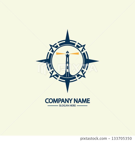 Compass and lighthouse logo design template Compass and lighthouse logo design template 133705350