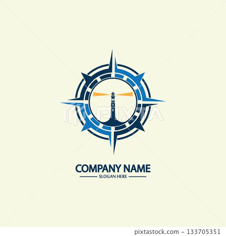 Compass and lighthouse logo design template Compass and lighthouse logo design template 133705351