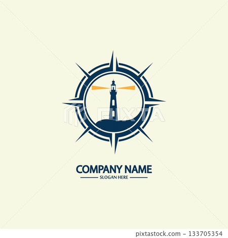 Compass and lighthouse logo design template Compass and lighthouse logo design template 133705354