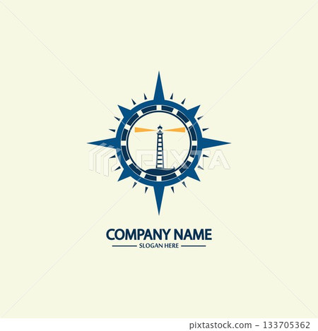 Compass and lighthouse logo design template Compass and lighthouse logo design template 133705362