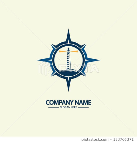Compass and lighthouse logo design template Compass and lighthouse logo design template 133705371