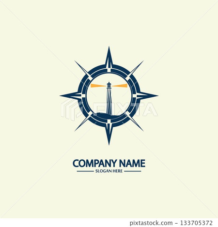 Compass and lighthouse logo design template Compass and lighthouse logo design template 133705372