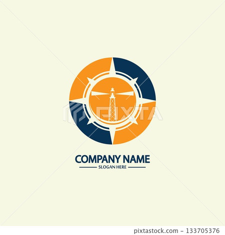 Compass and lighthouse logo design template Compass and lighthouse logo design template 133705376