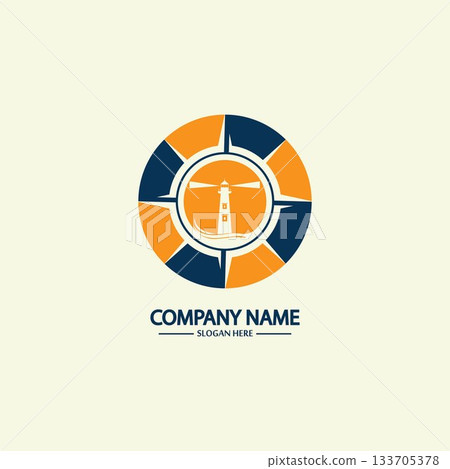 Compass and lighthouse logo design template Compass and lighthouse logo design template 133705378