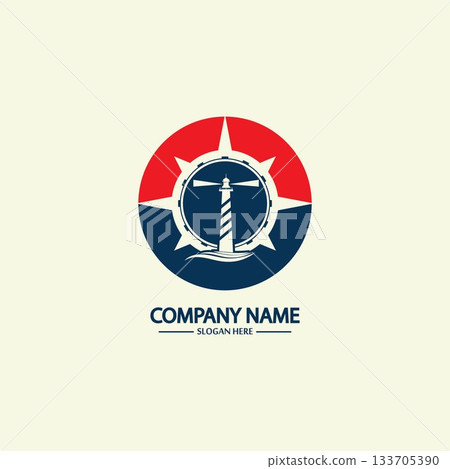 Compass and lighthouse logo design template 133705390
