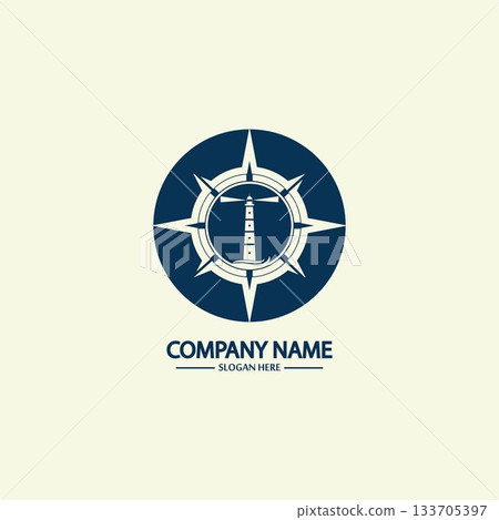 Compass and lighthouse logo design template Compass and lighthouse logo design template 133705397