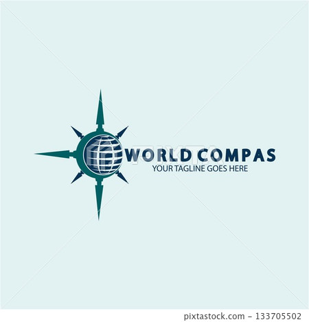 World Compass logo design, world logo concept, compass logo concept, earth icon, north, west, east and south direction, suitable for business and app logo or icon 133705502