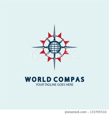 World Compass logo design, world logo concept, compass logo concept, earth icon, north, west, east and south direction, suitable for business and app logo or icon 133705510